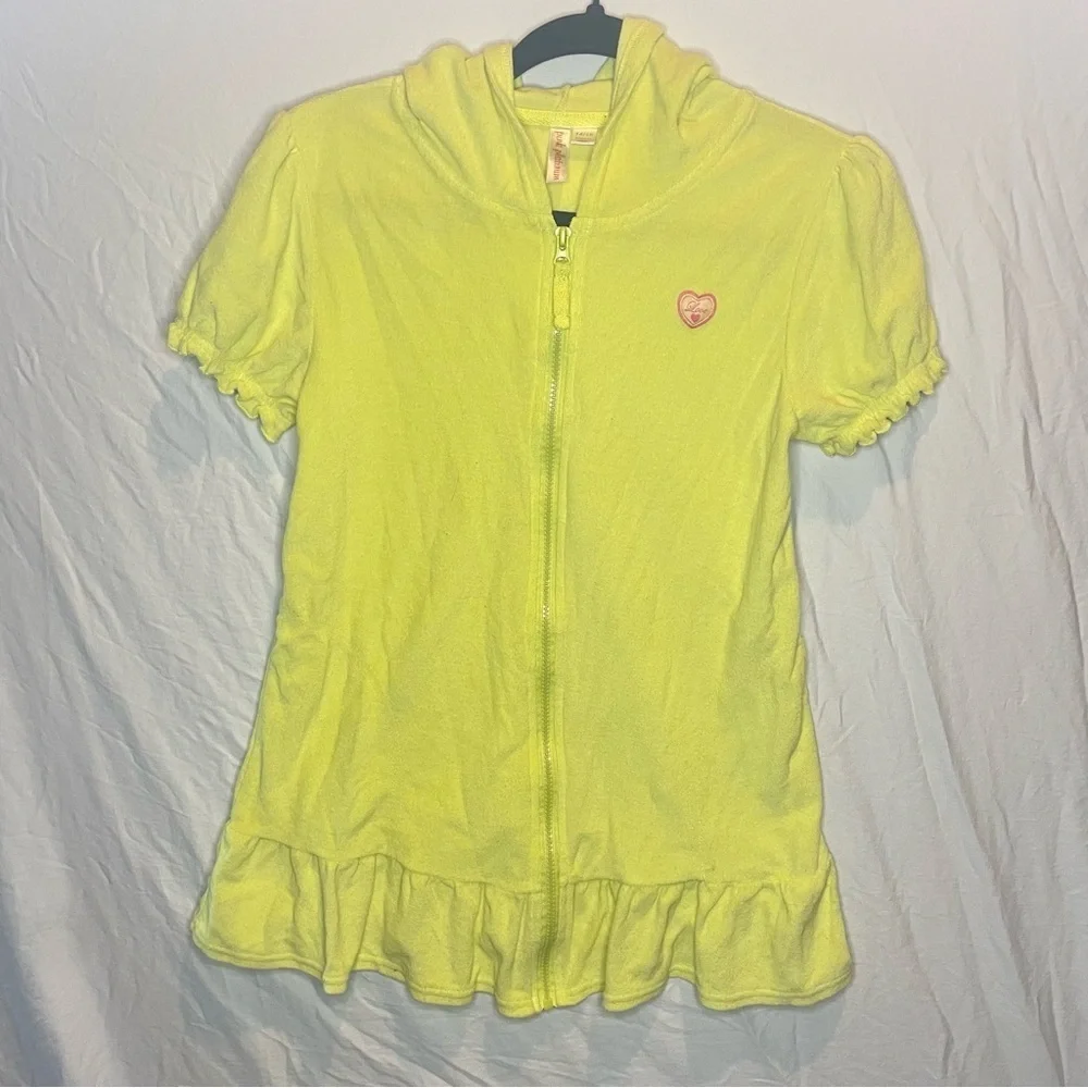 Pink Platinum 14/16 Girls Yellow Bathing Suit Cover Up Zippered PRELOVED